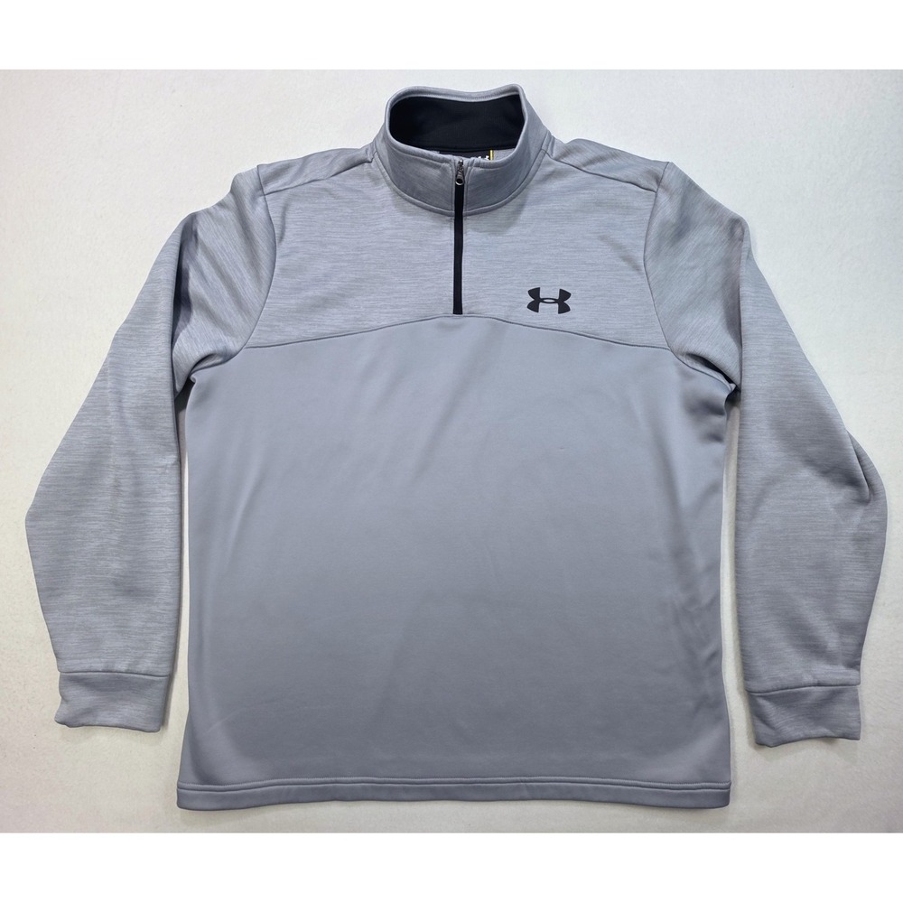 Under Armour Pullover‎ Mens L Black Gray 1/4 Zip Jacket Sweater ColdGear - Picture 2 of 10